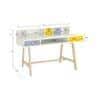 Samara Solid Wood Large 2 Level Study Desk with Drawers Shelves and Tapered Frame in Davy Grey Sunshine Yellow Colour