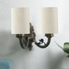 Devansh Metal Electric Wall Light in Antique Gold Colour with off-white Shade Count of 2 Lights