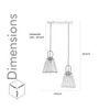 Liebe Dual shade wood and metal Hanging Pendant Light With Black Cotton Shade