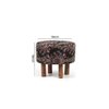 Collio Solid Wood Ottoman Pouffee in Black Leaves Jackard fabric