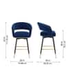 Doe Buck Mixoy Velvet Bar Stool in Emerald Blue Colour with Gold Accents