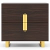 Aurelia Bedside Table in High Gloss Walnut Finish