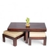 Irish Sheesham Wood 2 Seater Coffee Table Set In Walnut Finish