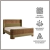 Heritage Cane Upholstered Queen Size Bed in Linen With Oak wood Frame