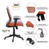 Ebeaony Mid Back Ergonomic Chair in Orange Colour