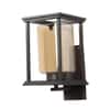 Eliante Kaaf Wood And Iron Wall Light With Glass In Brown Colour