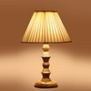 Devansh Off-White Cotton Vintage Straight Pleated   Lamp With Wood Base  (12X12X17)