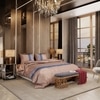 Stoa Paris Comforter for Double Bed, 300TC Premium Satin mium Champagne & Pink
