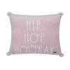 Hip Hop Hooray Jacquard Cushion Cover With Pom Poms  Pink 16X16 Inches