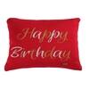 Happy Birthday Red Cotton Knitted Cushion Cover 16X16 Inches