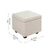Doe Buck Hutcheson Upholstered Storage Ottoman Cube in Off White Colour