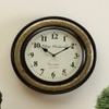 Wooden Decorative Brassfitted Round Wall Clock In Golden Black Color By Craft Tree