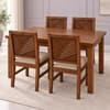 Globally Indian Vikirana Solid Sheesham Wood 4 Seater Dining Table Set 4 Chairs Beige