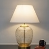 SECRET Water Droplets On Glass and Brass Finish Metal Large  Table Lamp With White Cotton Shade