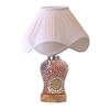 Devansh Off-White Vintage  Cotton Pleated Shade Lamp With Wood & Mosaic Glass Base For Decoration/Office/Home/Gifting/Study For Decoration/Office/Home/Gifting/Study