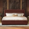 Milan Engineered Wood Queen Size Bed with Hydraulic Storage in Deep Crimson Velvet Colour