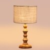 Devansh White Jute Table Lamp With  Wood Natural Base (7X7X15.5 Inches)-10