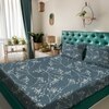 Blue Floral 180 TC Fitted 1 King  Bedsheet with 2 Pillow Covers