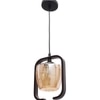 Eliante Hanging Light, Champaign Glass Shade, Mild Steel And Wood, 1 Bulb – Modern Pendant Lighting