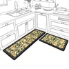 Luxe Home Floral Design Combo Kitchen Runner Mat- Yellow (116x36 & 58x36 cm PC-2)