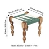 Riaza Sheesham Wood Vintage Set of 2 Stools in Green & White Rope Canning