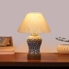 Devansh Conical Off White Cotton Shade Lamp With Wood & Mosaic Glass Base For Decoration/Office/Home/Gifting/Study For Decoration/Office/Home/Gifting/Study -(10X10X14.5) Inches -A