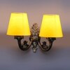 Devansh Metal Electric Wall Light in Antique Gold Colour with Yellow Shade Count of 2 Lights