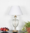 Mystic Hand Cut Rippled Glass And Brass Casted Metal Table Lamp With White Cotton Shade