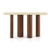 Enzo Travertine Marble and Solid Wood Console Table in Amber Walnut finish