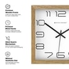 Spaces Unhooked Square Wooden Wall Clock, Natural Wood Frame, White Dial and Modern Outline Numerals