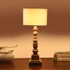 Devansh Off White Cotton Table Lamp With  Wood Natural Base  (7X7X21.25 Inches)-2