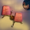 Devansh Metal Electric Wall Light in Gold Colour with Pink Shade Count of 2 Lights