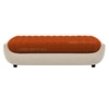 Marko Velvet 2 Seater 5 Feet Ottoman Bench in Orange & Cream  Color