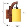 Devansh Solid Wood Electric Wall Light in Brown Colour with Yellow Shade Count of 1 Light