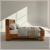 Heritage Cane Upholstered King Size Bed in Linen With Oak wood Frame