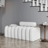 Wooden Twist Veylo Modern Line Design Bench with Round Back Pillow in White Colour