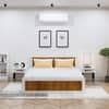 Hexa Engineered Wood Modern King Bed With Headboard With Storage In Frosty White And Giant Wood