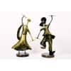 Desert Art Metal Handpainted Dandiya Couple Showpiece Set of 2 in Yellow Colour