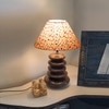 Devansh Printed Cotton Table Lamp With Wood  Pebble Lamp  (10X10X15) Inches