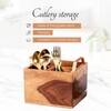 Inseparables Teak Wood Cutlery Holder Copper
