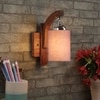 Devansh Solid Wood Electric Wall Light in Brown Colour with Grey Shade Count of 1 Light