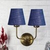 Devansh Metal Electric Wall Light in Gold Colour with Blue Shade Count of 2 Lights