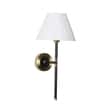 BARBOUR Single Light Black and Brass Wall Fitting with White Shade