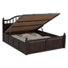 Syan Solid Wood King  Size Bed With Hydraulic Storage (Walnut Finish)