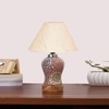 Devansh Conical Off White Cotton Shade Lamp With Wood & Mosaic Glass Base For Decoration/Office/Home/Gifting/Study For Decoration/Office/Home/Gifting/Study -(10X10X14.5) Inches -A