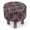 Morgan Solid Wood Pouf Stool in Black Diamond Jackard fabric