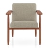Arles Solid Wood Armchair In Natural Acacia Finish with Stone Boucle Colour