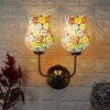 Devansh Metal Electric Wall Light in Gold Colour with Multicolor Shade Count of 2 Lights