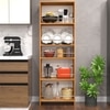 5 Open Shelves In Highland Pine Finish With Free Standing Tall Units.