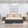 Hexa Engineered Wood Modern Queen Bed With Headboard With Storage In Frosty White And Giant Wood